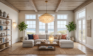 Natural Tiered Capiz Shell Chandelier