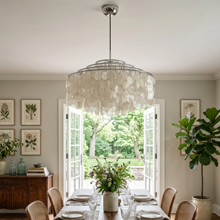 Natural Tiered Capiz Shell Chandelier