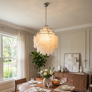 Natural Tiered Capiz Shell Chandelier