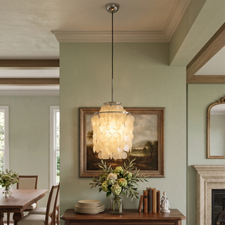 Natural Tiered Capiz Shell Chandelier