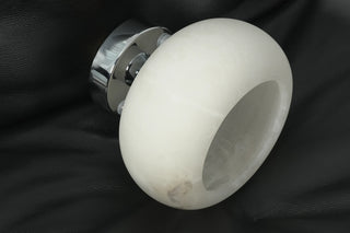 Nuvola Alabaster Semi-Flush Ceiling Light Vidirlighting Frontal Illuminated Studio View Showcasing Cloud-Like Organic Silhouette and Chrome Flush Mount Plate