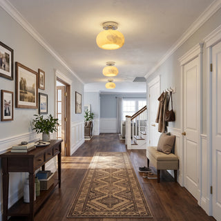 Nuvola Alabaster Semi-Flush Ceiling Light Vidirlighting Organic Modern Stone Dome Ceiling Light Illuminating Living Room Reading Nook with Large Window