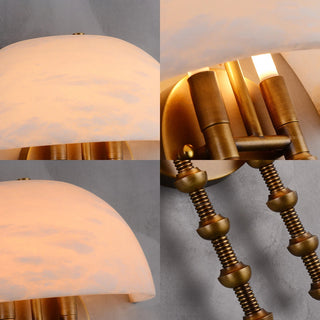 Ombrellino Alabaster Wall Sconce Vidirlighting 3-in-1 Craftsmanship Collage Displaying Stone Dome Texture Dual Brass Sockets and Fluted Stems