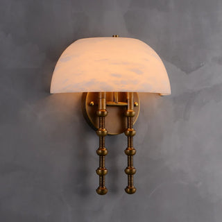Ombrellino Alabaster Wall Sconce Vidirlighting Natural Daylight Unlit Display Highlighting Authentic Carved White Alabaster Veining and Brass Mount