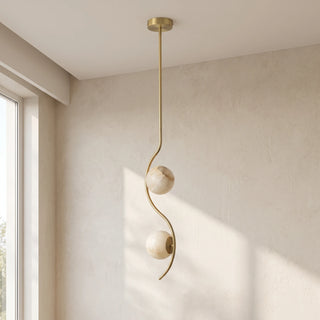 Ondelle Curved Rod Alabaster Pendant Light
