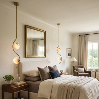 Ondelle Curved Rod Alabaster Pendant Light