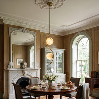 Ondelle Curved Rod Alabaster Pendant Light