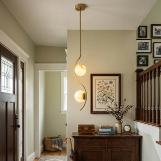 Ondelle Curved Rod Alabaster Pendant Light