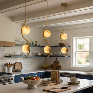 Ondelle Curved Rod Alabaster Pendant Light