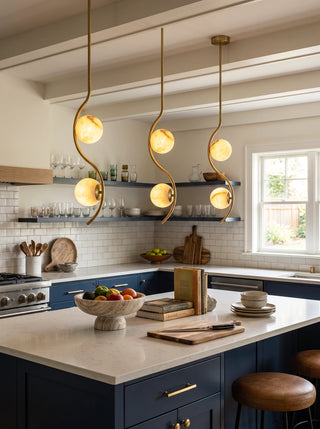 Ondelle Curved Rod Alabaster Pendant Light