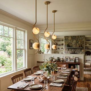 Ondelle Curved Rod Alabaster Pendant Light