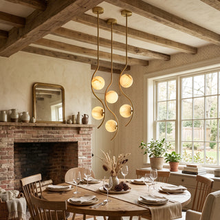 Ondelle Curved Rod Alabaster Pendant Light