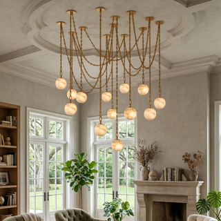 Alabaster Spherical Chain Chandelier
