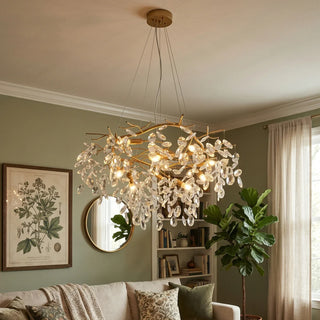 Crystal Teardrop Brass Chandelier