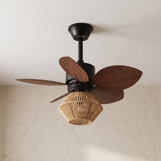 Palm Leaf Hemp Rope Ceiling Fan Light
