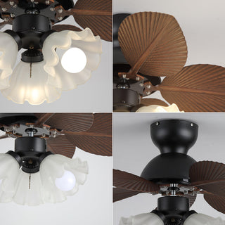 Palm Leaves Flower Shape Ceiling Fan Light