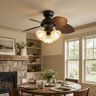 Palm Leaves Flower Shape Ceiling Fan Light