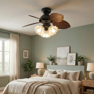 Palm Leaves Flower Shape Ceiling Fan Light