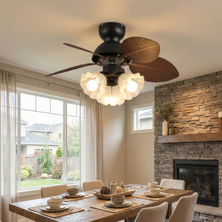 Palm Leaves Flower Shape Ceiling Fan Light