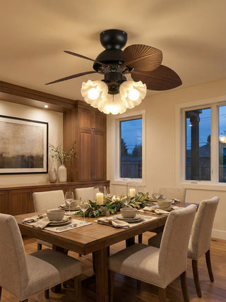 Palm Leaves Flower Shape Ceiling Fan Light