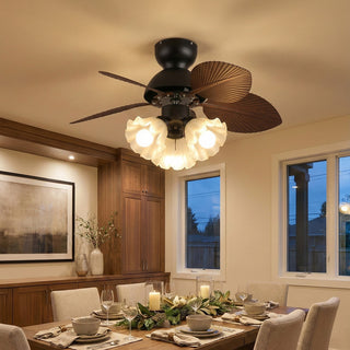 Palm Leaves Flower Shape Ceiling Fan Light