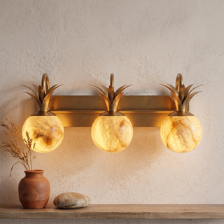 Palmyra Alabaster Globe Palm Wall Sconce