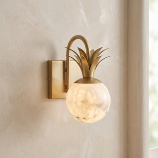 Palmyra Alabaster Globe Palm Wall Sconce