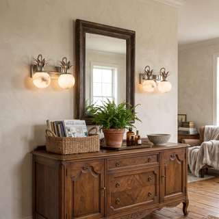 Palmyra Alabaster Globe Palm Wall Sconce