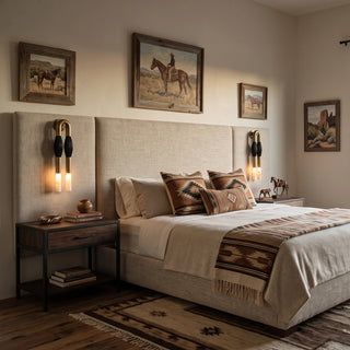 Pennello Horsehair Alabaster Wall Sconce Vidirlighting Tactile Horsehair and Glowing Alabaster Sconce Mounted beside Bed in Loft Bedroom
