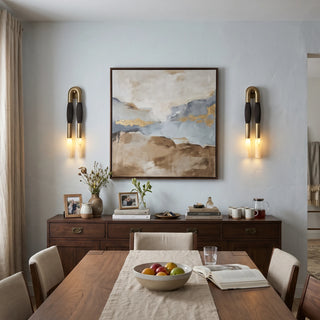 Pennello Horsehair Alabaster Wall Sconce Vidirlighting Symmetrical Twin Horsehair Alabaster Sconces Flanking Artwork above Dining Buffet