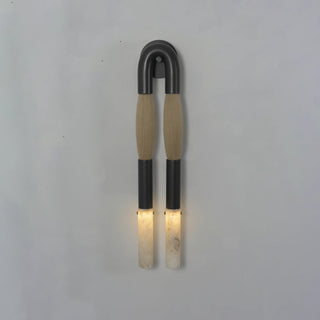 Pennello Horsehair Alabaster Wall Sconce Vidirlighting Matte Black Finish Sconce Combined with Blonde Natural Horsehair and Lit Alabaster