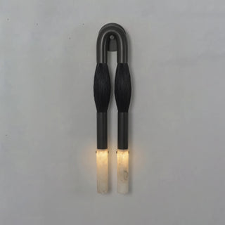 Pennello Horsehair Alabaster Wall Sconce Vidirlighting Brushed Brass Finish Sconce Featuring Black Horsehair Tail and Glowing Alabaster Shades
