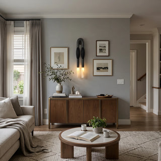 Pennello Horsehair Alabaster Wall Sconce Vidirlighting Pair of Horsehair Wall Lights Symmetrically Installed beside Bed in Rustic Bedroom