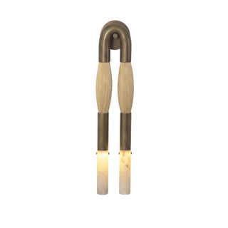 Pennello Horsehair Alabaster Wall Sconce Vidirlighting eCommerce Catalog View of Glowing Horsehair and Alabaster Sconce Isolated on Pure White