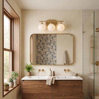 Perlune Globe Alabaster Vanity Wall Light