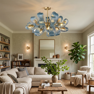 Petal Blue Glass Chandelier
