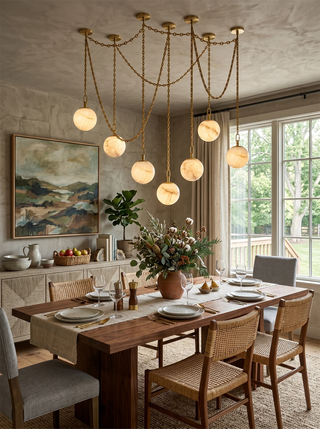 Alabaster Spherical Chain Chandelier
