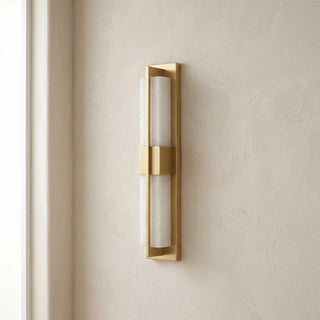 Rectangular Alabaster Modern Brass Wall Sconce