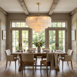 Rectangular Alabaster Tiered Round Chandelier
