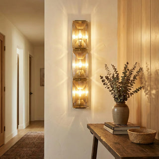 Rectangular Triple Crystal Wall Lamp