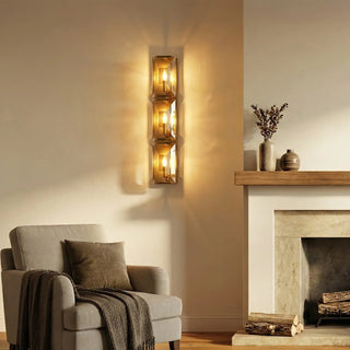 Rectangular Triple Crystal Wall Lamp