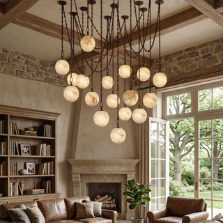 Alabaster Spherical Chain Chandelier