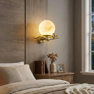 Retro Brass Twigs Alabaster Wall Lamp