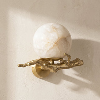 Retro Brass Twigs Alabaster Wall Lamp