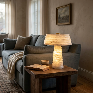 Ribbed Alabaster Table Lamp - view 9 | Vidirlighting