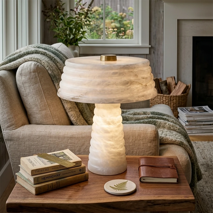 Ribbed Alabaster Table Lamp