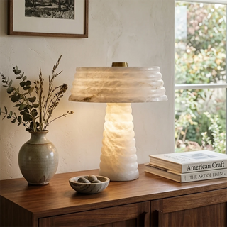 Ribbed Alabaster Table Lamp