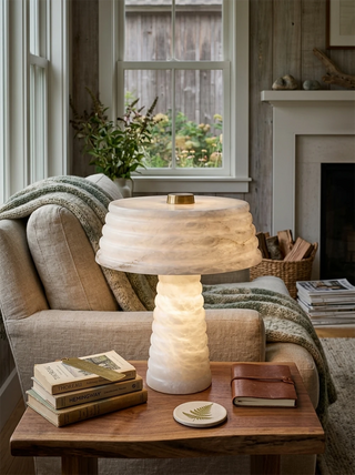 Ribbed Alabaster Table Lamp