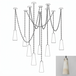 Romilly Alabaster Cascading Cone Chain Chandelier