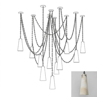 Romilly Alabaster Cascading Cone Chain Chandelier